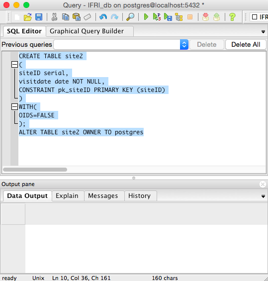 How to create table in postgresql using pgadmin 3