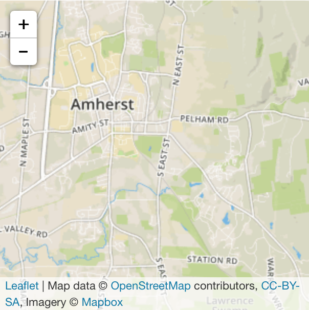 MapBox map of Amherst