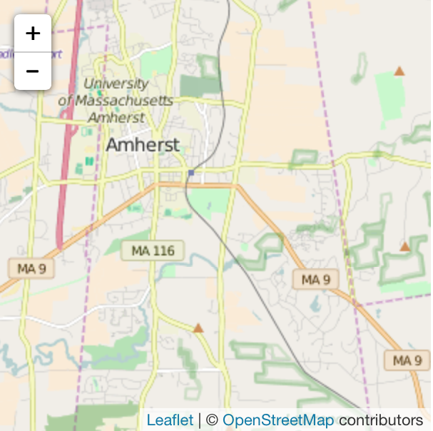 Leaflet map of Amherst