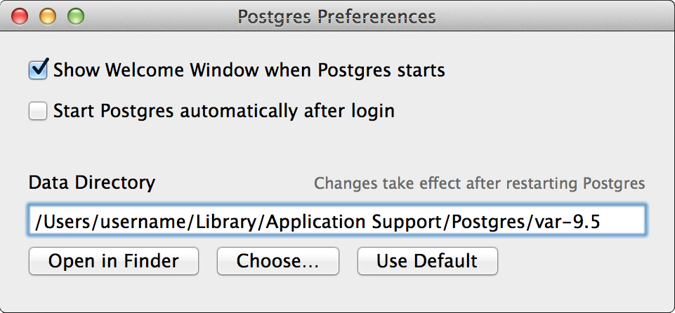 Postgres.app Preferences Dialog