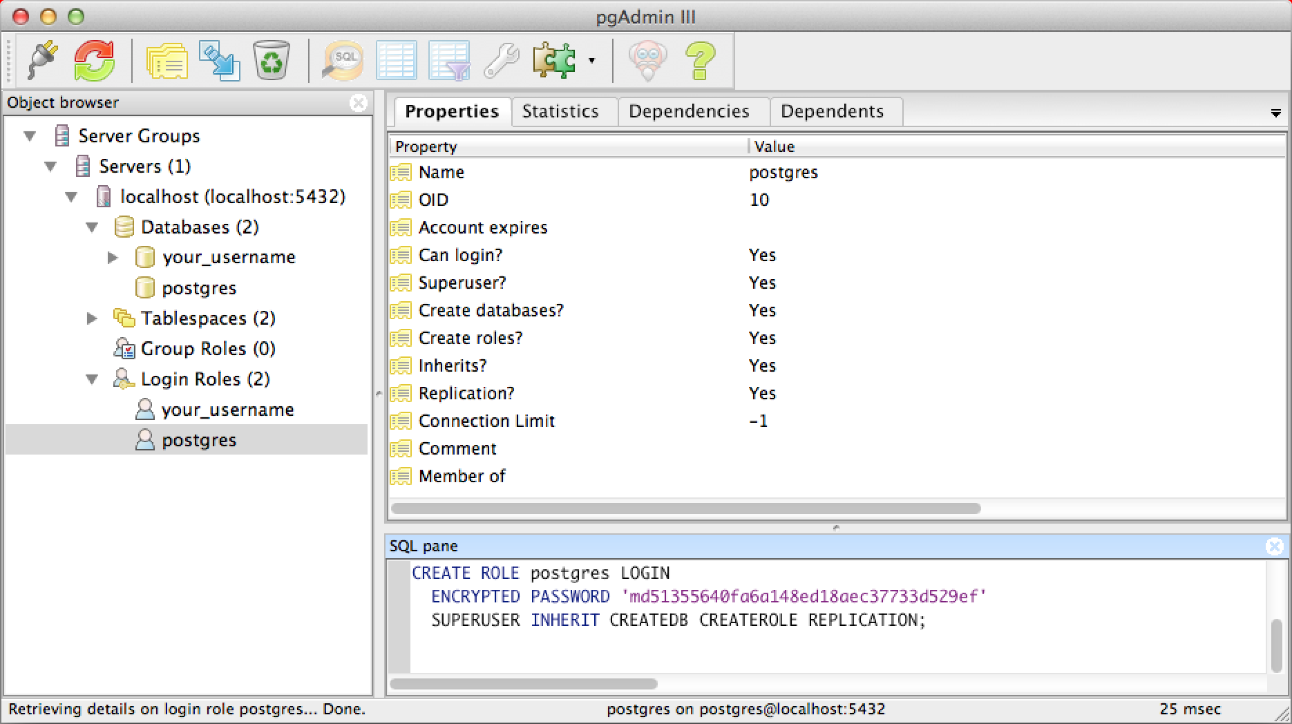 postgresql create database and user windows